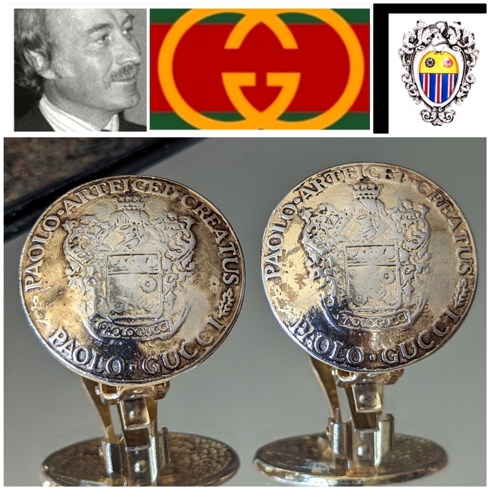 💯🇮🇹GUCCI FAMILY CREST CLIPS BY PAOLO GUCCI